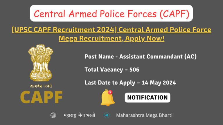 UPSC CAPF recruitment 2024