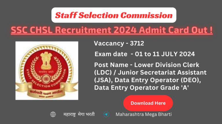 SSC CHSL Recruitment 2024 Admit Card Out !